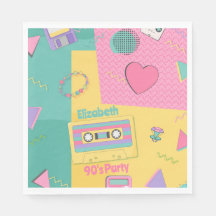 90's Theme Birthday Party Napkins