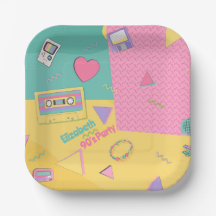 90's Theme Birthday Party Plates