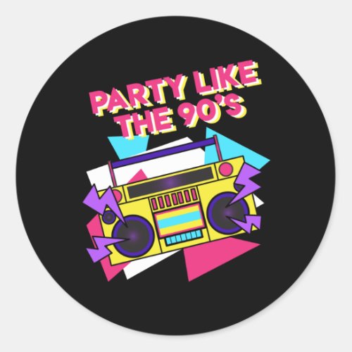 90s Theme Party Retro Ghetto Blaster Legend Classic Round Sticker