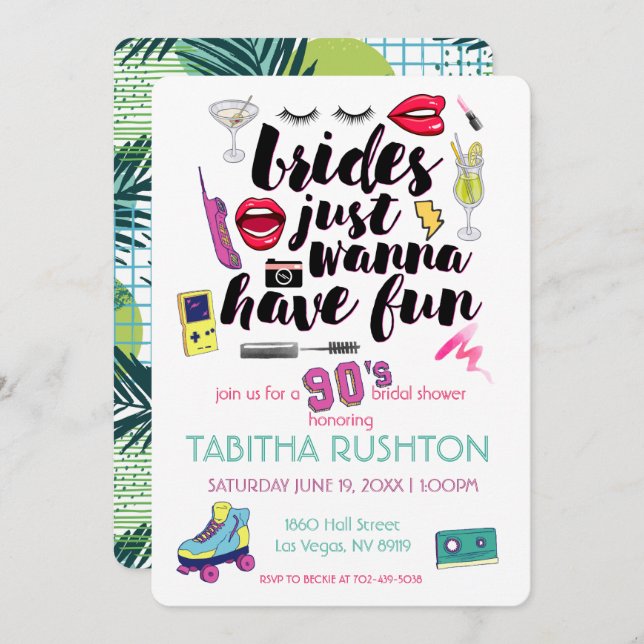 90s Throwback Bridal Shower Invitation (Front/Back)