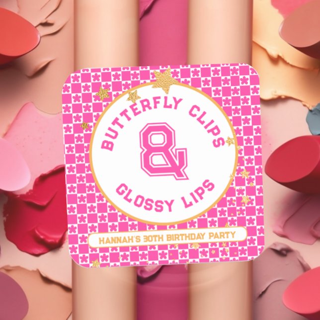 90s Throwback Lip Gloss Party Favor Square Sticker (Creator Uploaded)
