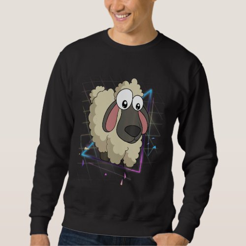 90s Vaporwave Aesthetic Farm Animal  Farmer Sheep Sweatshirt