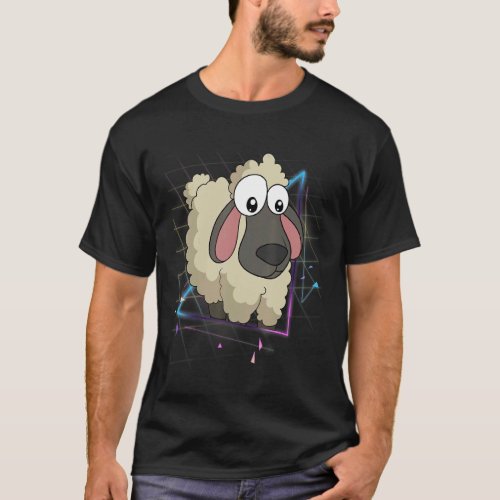 90s Vaporwave Aesthetic Farm Animal  Farmer Sheep T_Shirt