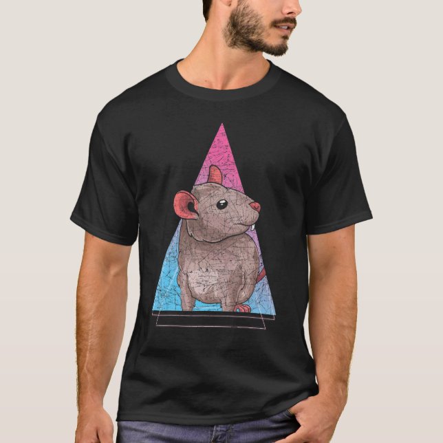 90s Vaporwave Aesthetics Pet Owner Animal   Rat T-Shirt (Front)