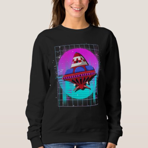 90s Vaporwave Aesthetics Science Fiction Alien Abd Sweatshirt