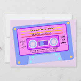 90's Vaporwave Pastel Cassette Birthday Party Invitation