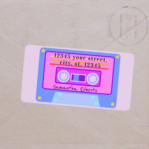 90s Vaporwave Pastel Cassette Return Address Label
