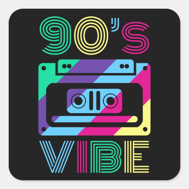 90s Vibe 90's themed Party Outfit Mom Dad Square Sticker (Front)