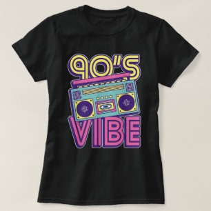 90s Vibe Retro Boombox Neon Aesthetic Design T-Shirt