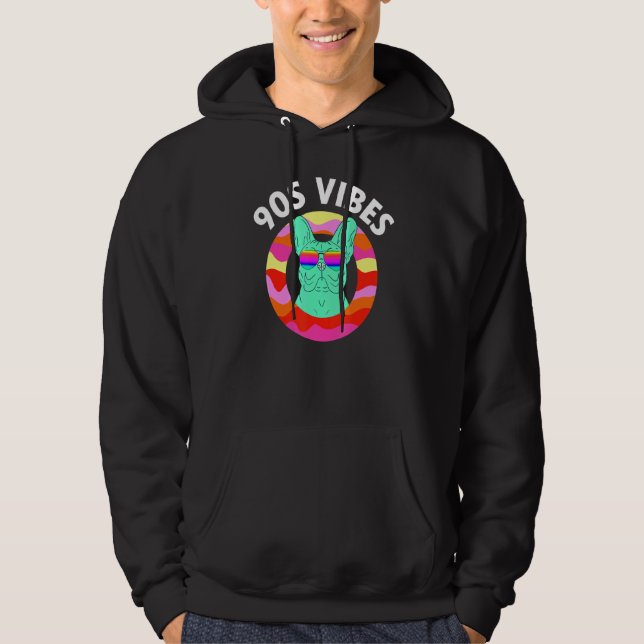90s Vibes Lazy Costume Frenchie Dog Mom Retro Them Hoodie (Front)