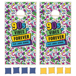90s Vibes Retro Geometric Memphis Style Cornhole Set