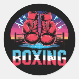 90s Vintage Boxing Gloves Fighter Boxer Classic Round Sticker