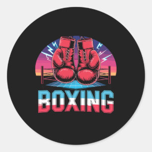 90s Vintage Boxing Gloves Fighter Boxer Classic Round Sticker