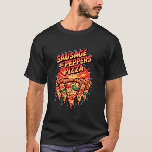 90s Vintage Sausage And Peppers Pizza Slice Fast F T-Shirt