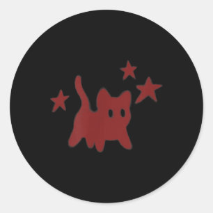 90s Y2k Scary Cat Tomcat Is Scared Under Starry Classic Round Sticker