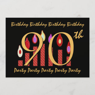 90th - 99th Birthday Party Invitation Red Candles