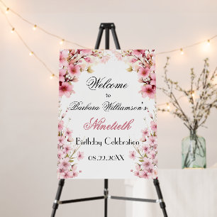 90Th Any Year Birthday Painted Floral Welcome Sign