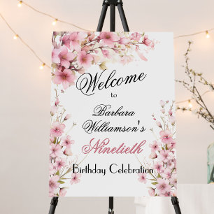 90Th Any Year Birthday Painted Floral Welcome Sign