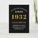 90th Birthday 1932 Black Gold Add Name Card<br><div class="desc">For those born in 1932 and celebrating their 90th birthday we have the ideal birthday greeting card. The black background with a white and gold design is simple and yet elegant. Easily customize the text to the front and the interior of this birthday card using the template provided. Part of...</div>