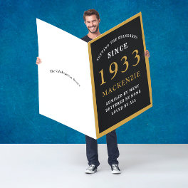 90th Birthday 1933 Black Gold Name Year Huge Card