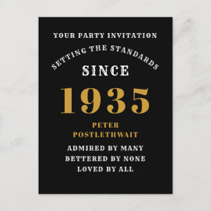 90th Birthday 1935 Black Gold Postcard