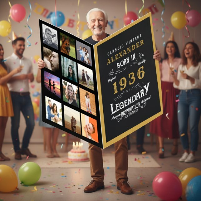 90th Birthday 1936 Legend Photo Template Giant Card (1936 Giant birthday card in a party setting.)