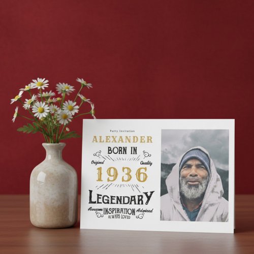 90th Birthday 1936 Legend White & Gold Photo