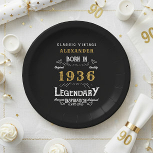 90th Birthday 1936 Legendary Retro Paper Plates