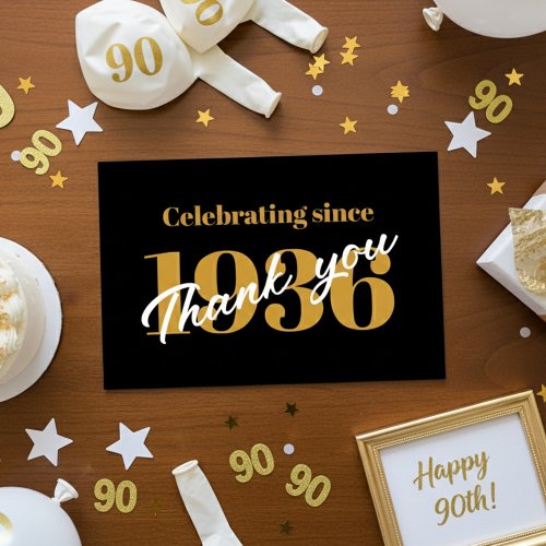 90th Birthday 1936 Retro Black And Gold