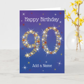 90th Birthday - 90 in Stars - Blue - Age 90 Card