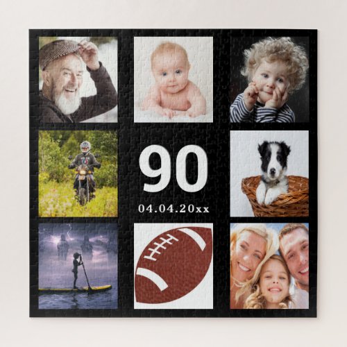 90th birthday 90 photo collage guy man black jigsaw puzzle