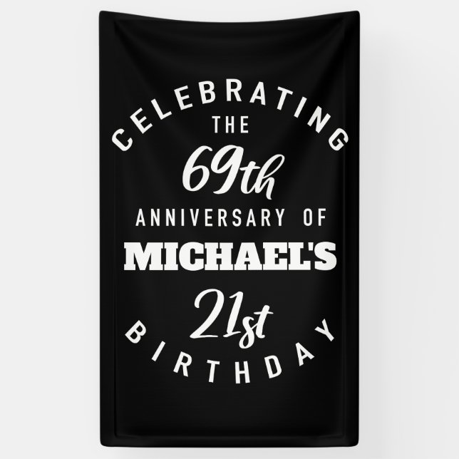 90th birthday, 90 years old, personalized, birthda banner (Vertical)