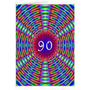 90th Birthday Abstract Trippy Swirls Cards