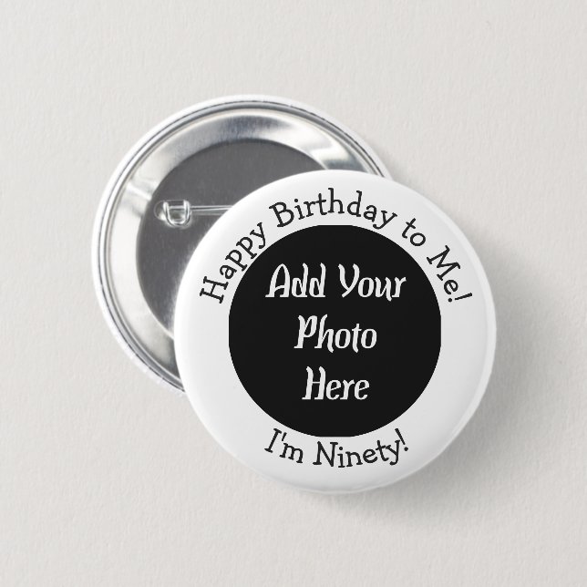 90th Birthday Add Photo Button (Front & Back)