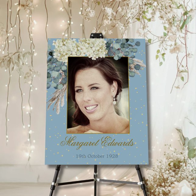90th Birthday Adult Floral Gold Elegant Photo  Foam Board (Creator Uploaded)