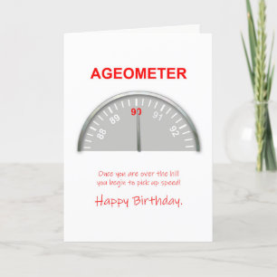 90th Birthday, Ageometer Reading Card