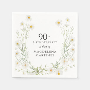 90th Birthday April Birth Month Flower Daisy Napkins