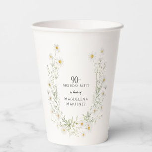 90th Birthday April Birthday Month Daisy Custom Paper Cups