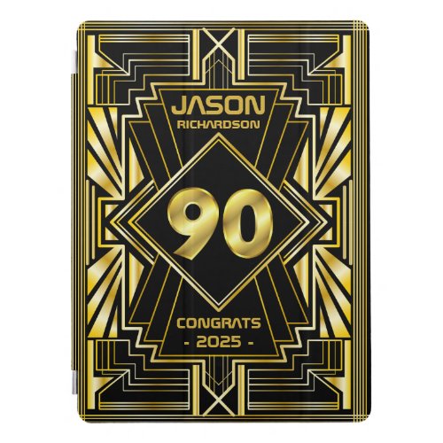 90th Birthday Art Deco Gold Black Great Gatsby iPad Pro Cover
