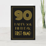 [ Thumbnail: 90th Birthday: Art Deco Inspired Look "90" & Name Card ]
