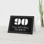 [ Thumbnail: 90th Birthday: Art Deco Inspired Look "90" & Name Card ]