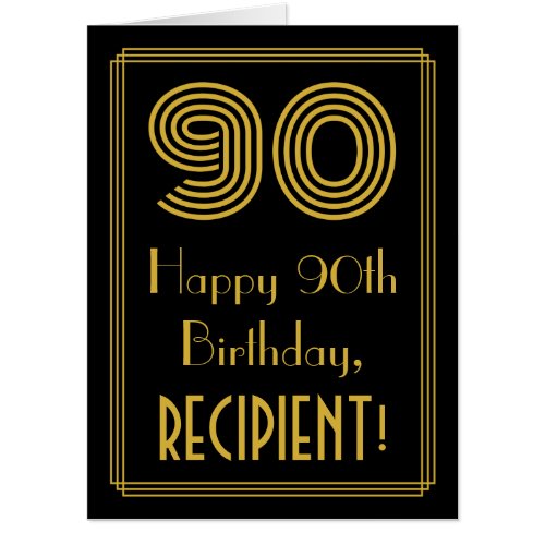 90th Birthday Art Deco Inspired Look 90  Name Card