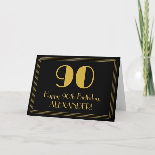 90th Birthday Art Deco Inspired Look 90  Name Card