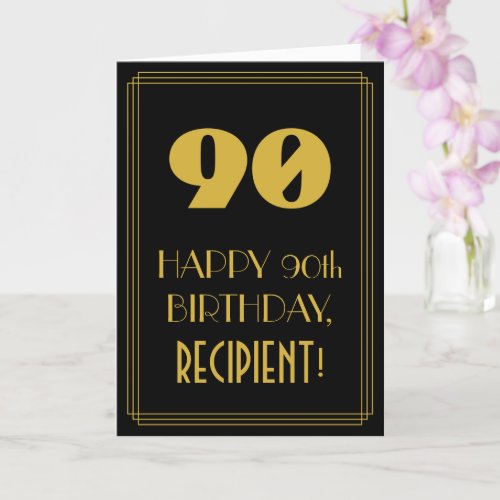90th Birthday  Art Deco Inspired Look 90  Name Card