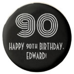 [ Thumbnail: 90th Birthday - Art Deco Inspired Look "90", Name ]