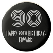 90th Birthday - Art Deco Inspired Look "90", Name Chocolate Covered Oreo (Front)