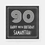 [ Thumbnail: 90th Birthday: Art Deco Inspired Look "90" + Name Napkins ]