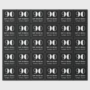90th Birthday - Art Deco Inspired Look "90", Name Wrapping Paper