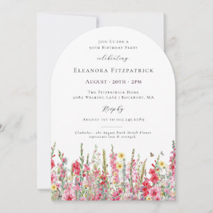 90th Birthday August Birth Month Flower Gladiolus Invitation
