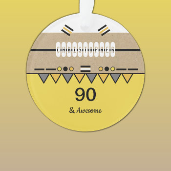 90th Birthday Awesome Yellow And Orange Ornament by LynnroseDesigns at Zazzle